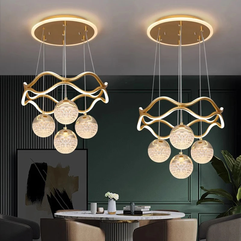 Outdoor Lighting Pendant - Modern LED Pendant Light Gold/Black Long