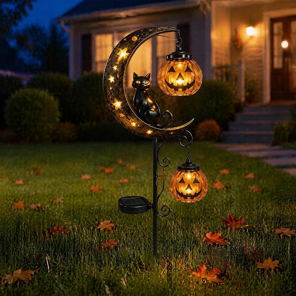 Solar Halloween Black Cat & Pu - đánh giá và giá Outdoor Lighting Construction