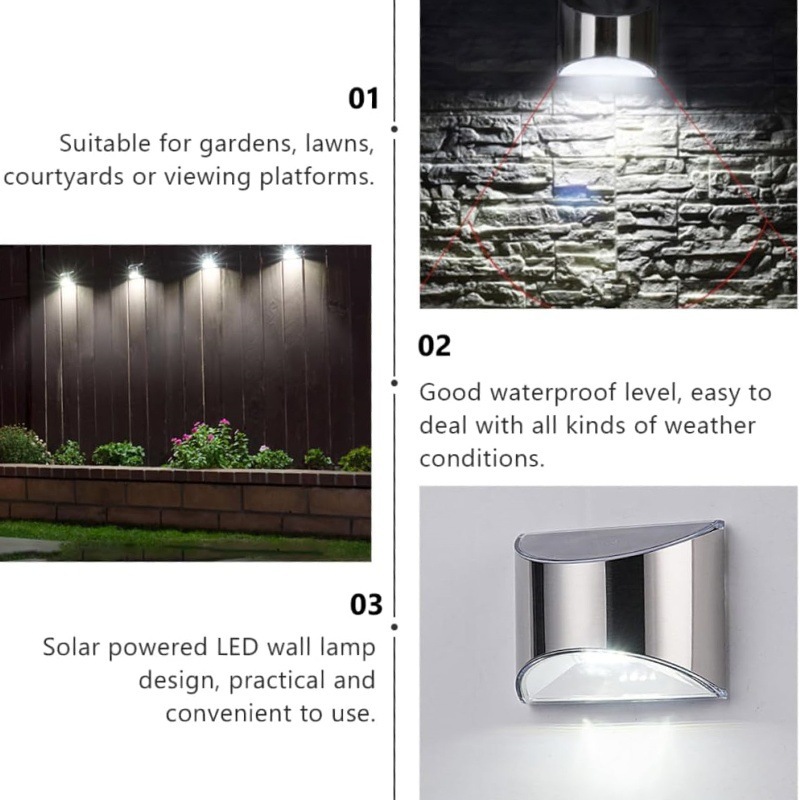 2Pcs Solar Garden Light Stainl - đánh giá và giá Outdoor Lighting Wall Mount